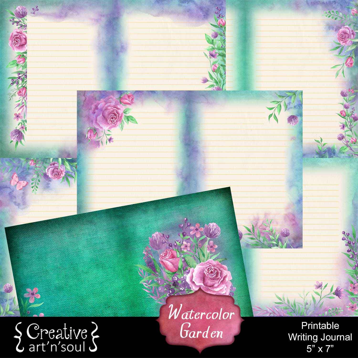 New in the Store: Watercolor Garden Printable Writing Journal